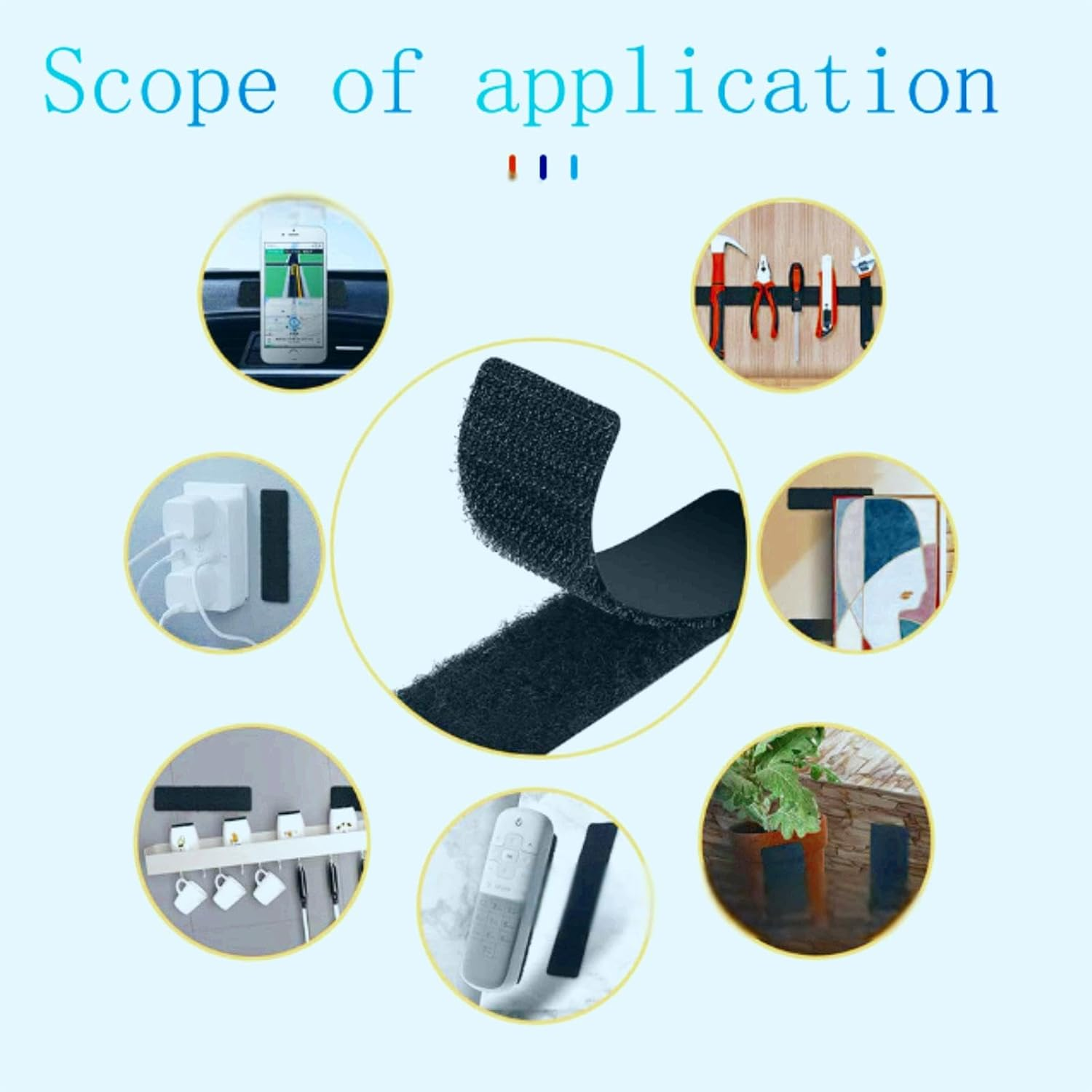 24 Pcs Velcro Tape, Heavy Duty Adhesive Velcro Strips & Dots - Black Sticky Tape for Home, Office, Couch Cushions, Carpets, Pedal Boards & Walls image number 4