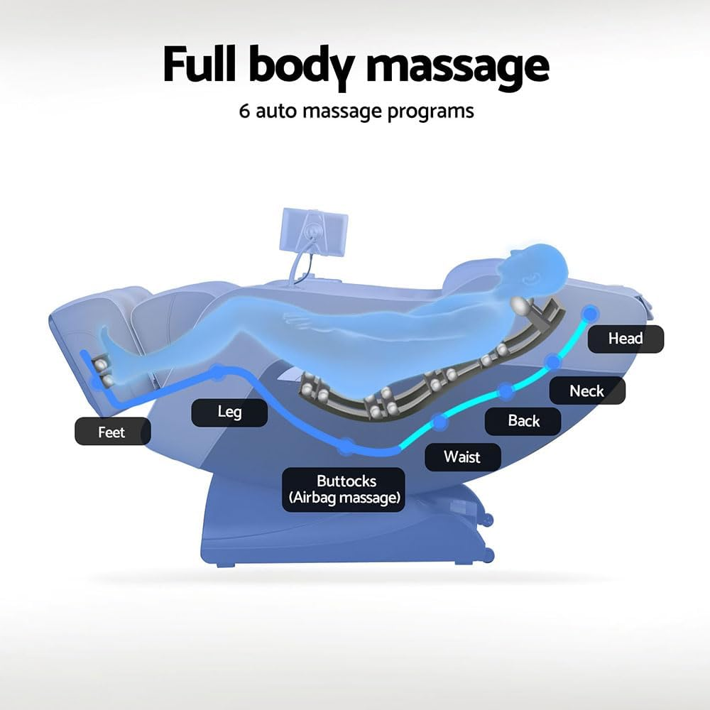 Livemor Electric Massage Chair Recliner 24 Nodes Full Body Massager Head Back, Heating Chairs, Soft PU Leather Zero Gravity Massages Kneading Relaxation Rolling Foot Massagers Reclining Machine Grey image number 5