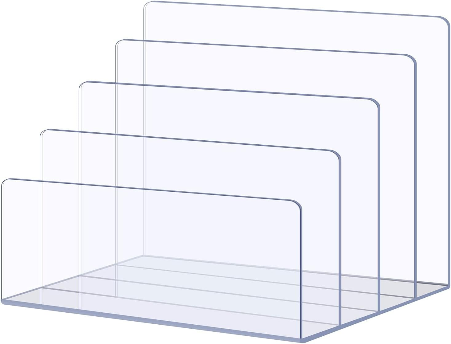 SVNXI File Organizer for Desk, Mail Organizer Countertop, 4-Section File Holder for Home Office,Book Organizer,Acrylic Desk Organizer for Letter, Document, Notebook, Binder, Clear (Clear) image number 3