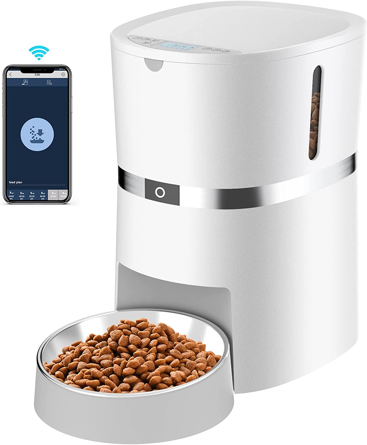 Automatic Cat Feeder, Welltobe Timed Pet Feeder Dry Food Dispenser for Cats & Dogs with Desiccant Bag, Programmable Portion Control, 10S Meal Call,1-6 Meals per Day, Dual Power, Stainless Bowl (S36) image number 5