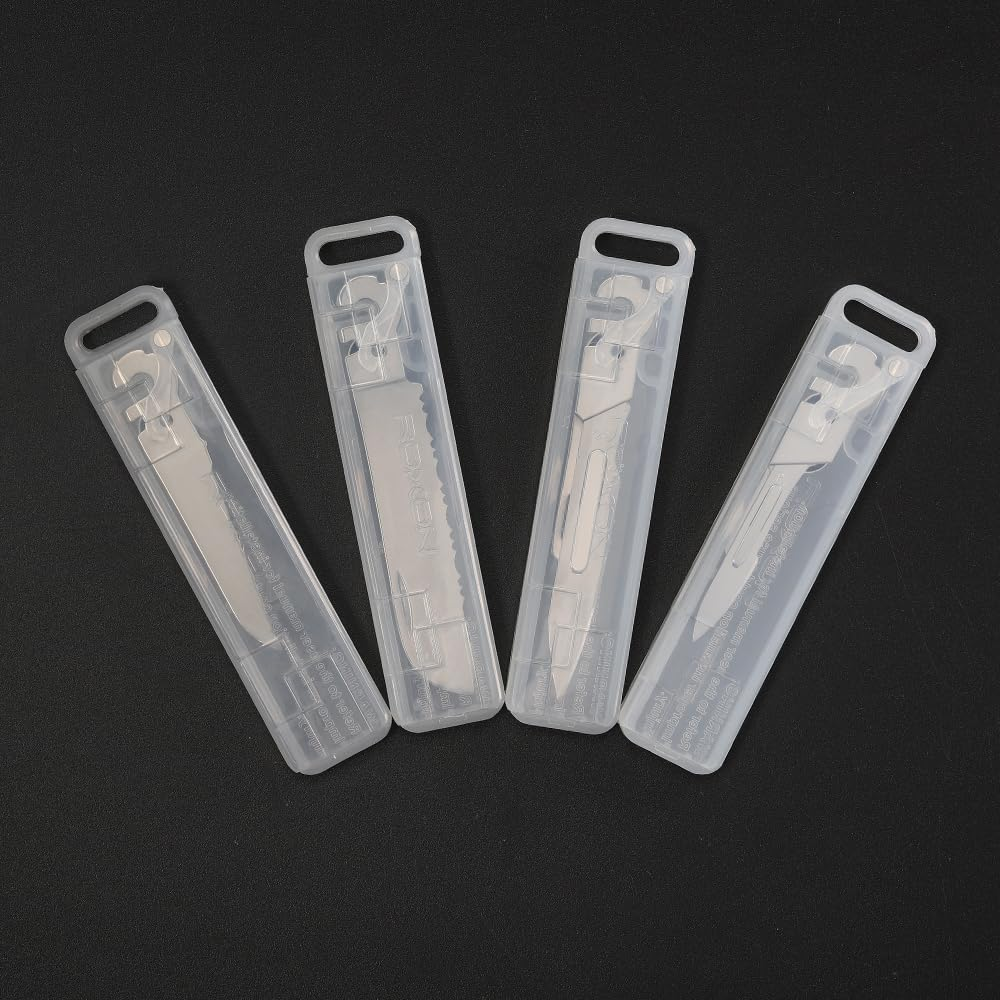 Roxon FT02 Build Your Own Multitool Accessory for Flex Multitool (4 Pcs a Set Included Small Serrated Blade, Small & Large Scalpel, Large Serrated Blade) Replaceable Tools for All Kinds of Knives