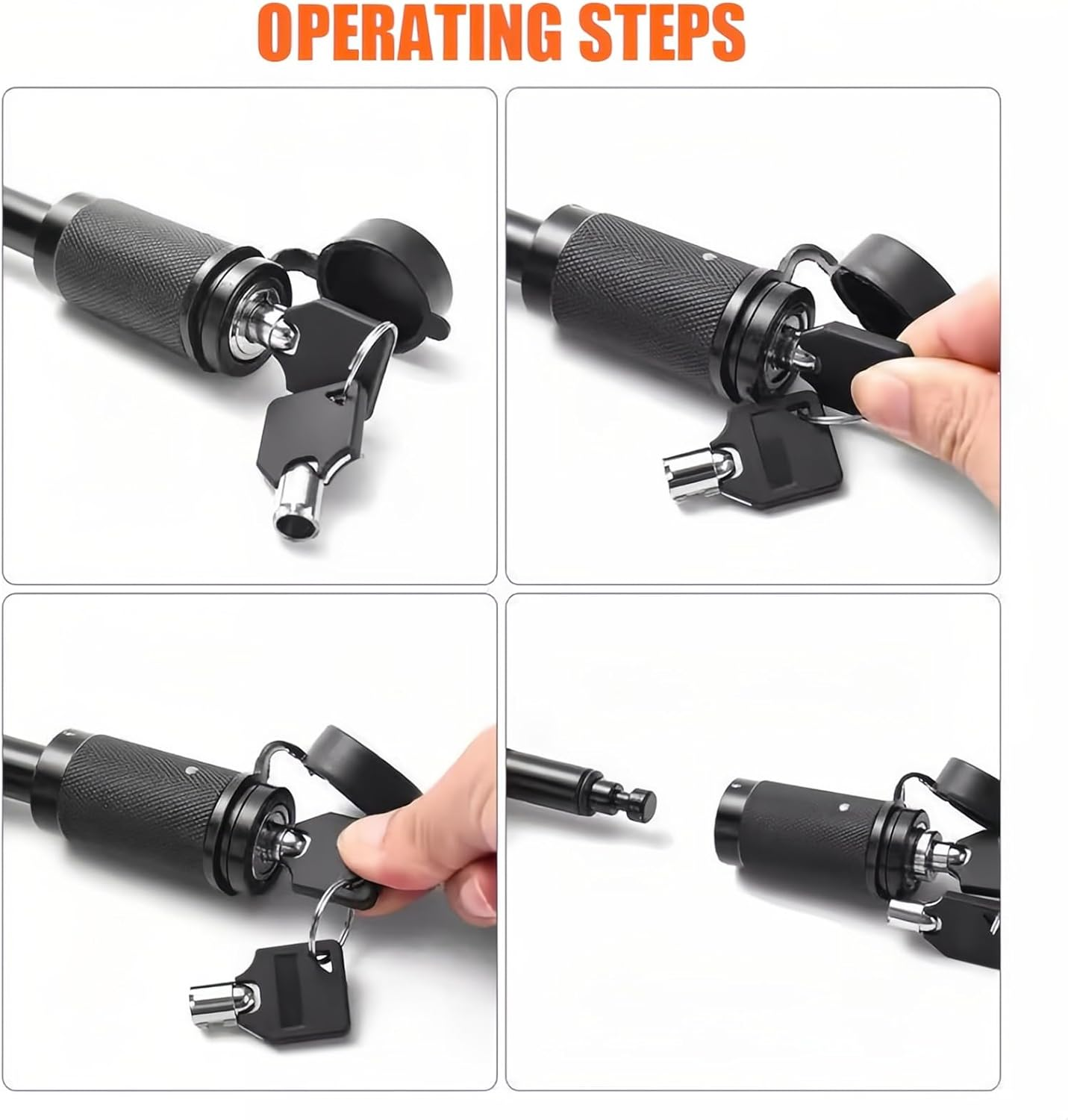 Trailer Hitch Receiver Pin Lock 5/8 Inch, Solid Steel Anti-Theft Hitch Lock for 2" & 2.5" Receivers, Universal Fit, Push to Lock, No Rattle