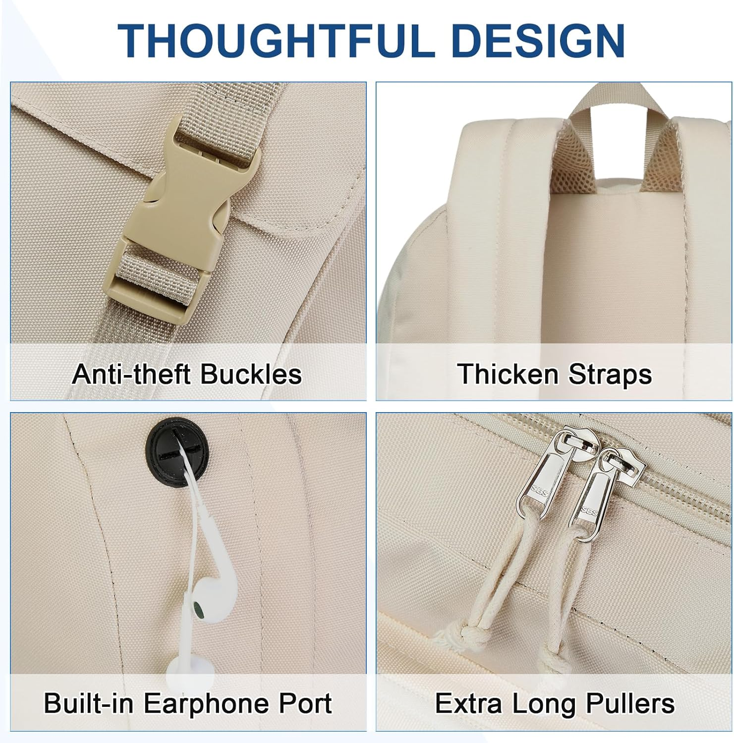 Backpack for Men Women,Vaschy Unisex Large Fashion Schoolbag Book Bag Rucksack for High School/College/Work/Travel/Commuter 15.6-17Inch Laptop Backpack Travel Backpack image number 3