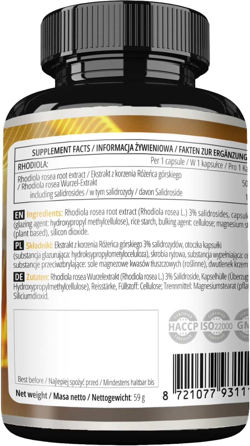 Rhodiola Rosea 125 Mg, Rose Root Extract (3% Salidroside), 90 Vegan Tablets, 12 Month Supply, Herbal Supplement to Reduce Fatigue and Improve Well-Being - by Apollo'S Hegemony