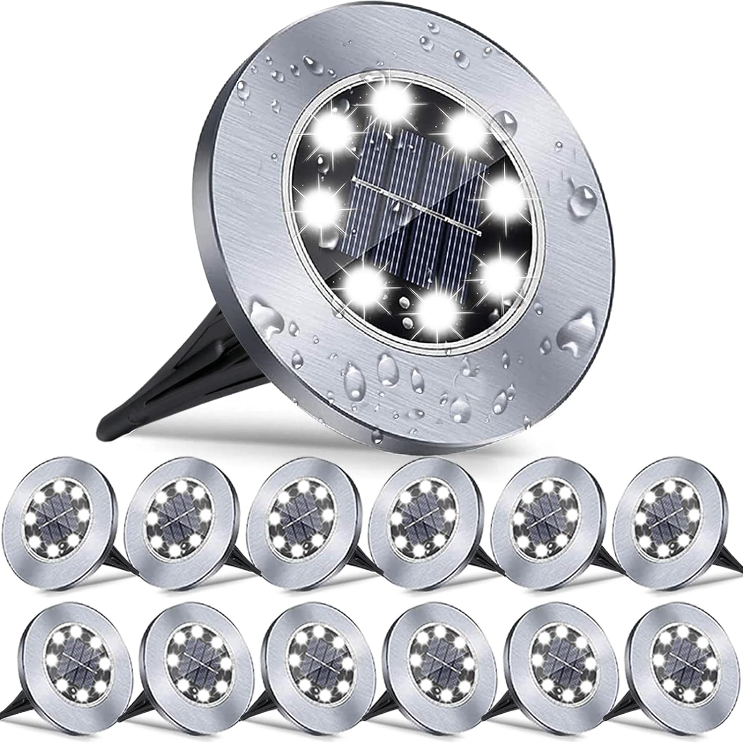12 Pack Solar Lights Outdoor Waterproof, Solar Ground Lights, Waterproof LED Solar Lights Outdoor Garden Landscape Lighting, Solar Garden Lights Suitable for Lawn, Courtyard, Passage, Walkway, Patio