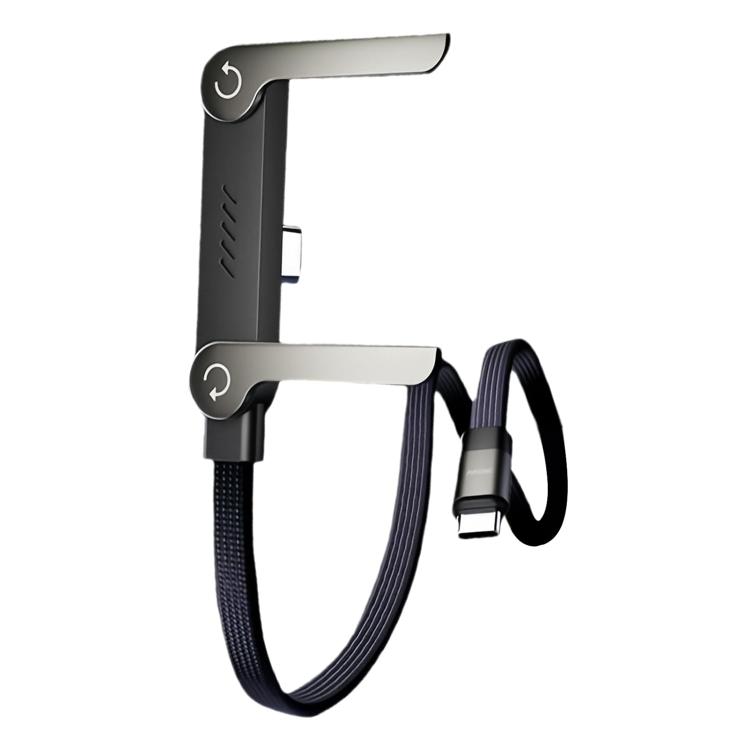 2-In-1 Invisible Holder Charger Cable | 240W Fast Charging Stand Data Cables | Adjustable 5 FT Sideways Phone Charger | Braide Chubby Bracket Sideways Charging Cable Cord for Type-C image number 5