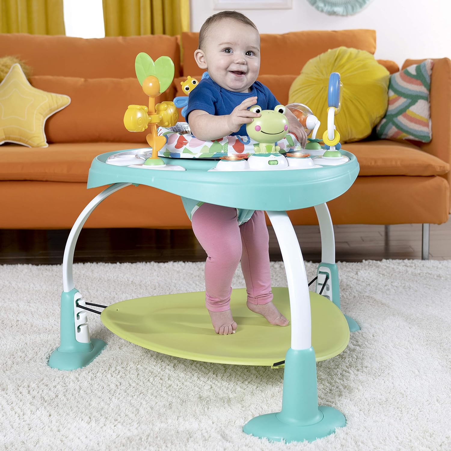 Bright Starts Bounce Bounce Baby 2-In-1 Activity Center Jumper & Table - Playful Pond (Green), 6 Months+ image number 6