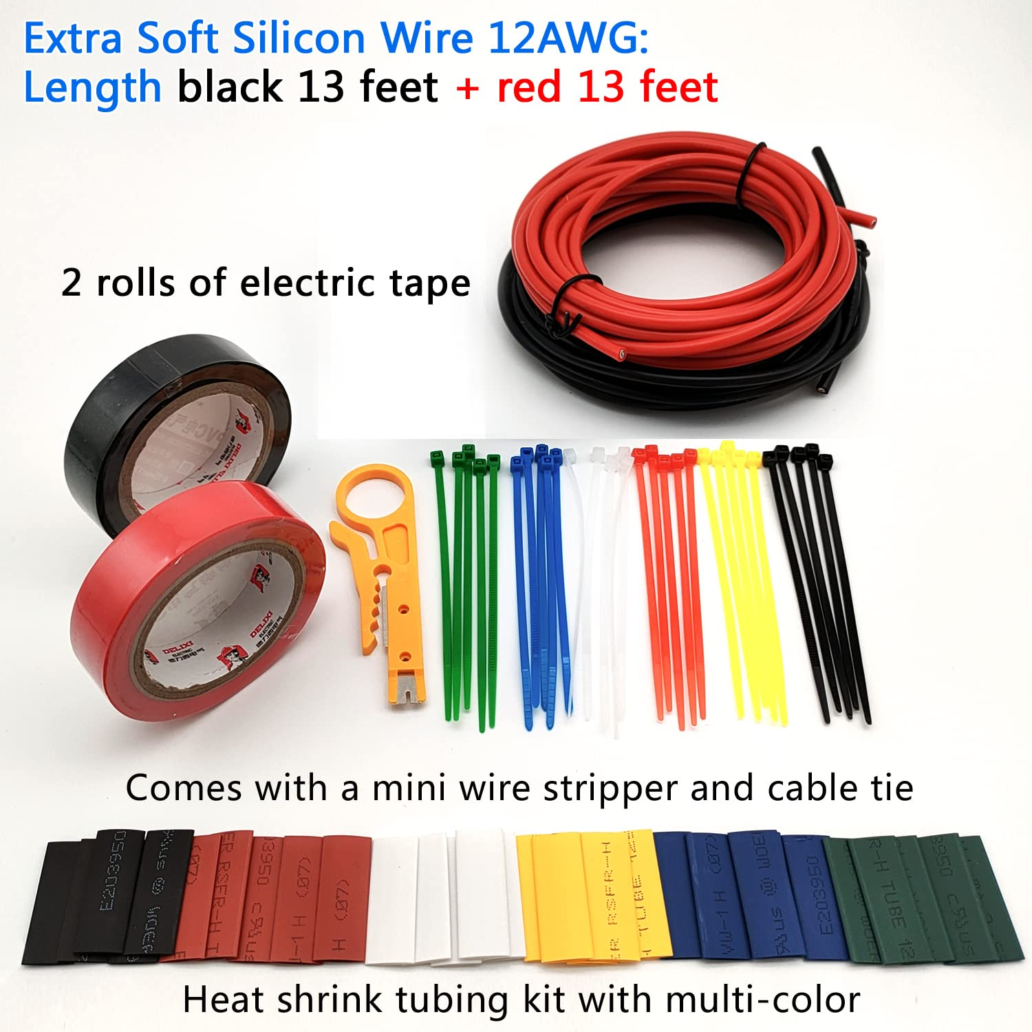 12Awg Gauge Wire Power Wiring Silicon Cable Wire Kit Flexible Workable Stranded Wire Tin Plated Copper Wire Heat Resistant and Cold Resistant 13 Ft Black and 13 Ft Red 680 Strand 0.08Mm Included Tools image number 5