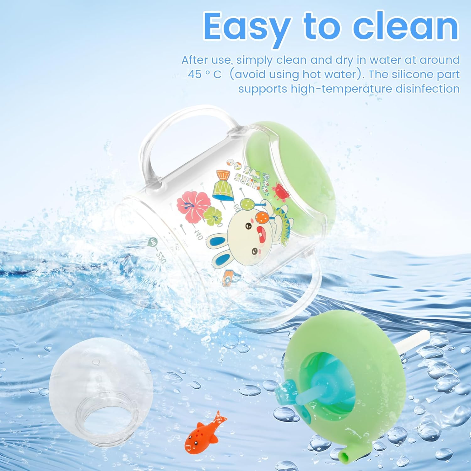 220Ml Sippy Cup Baby Water Bottle with Straw for 6-12 Months Kids Water Cup with Fun Whale Spray Ideal Present for Babies on Birthdays, Christmas, Children'S Day image number 4