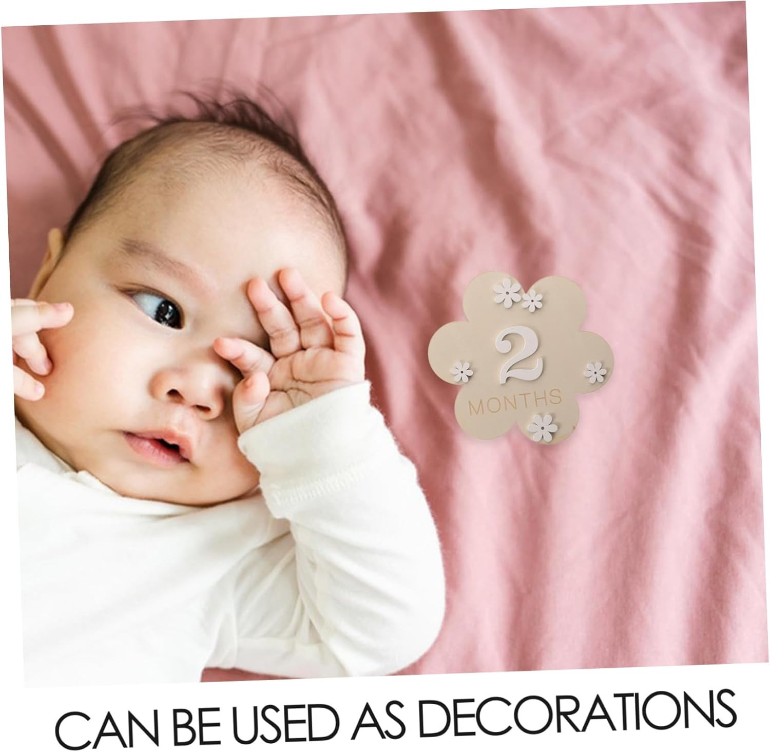 2Pcs Milestone Toys Wood Milestone Discs Wood Circles for Monthly Growth Record Photo Props image number 1