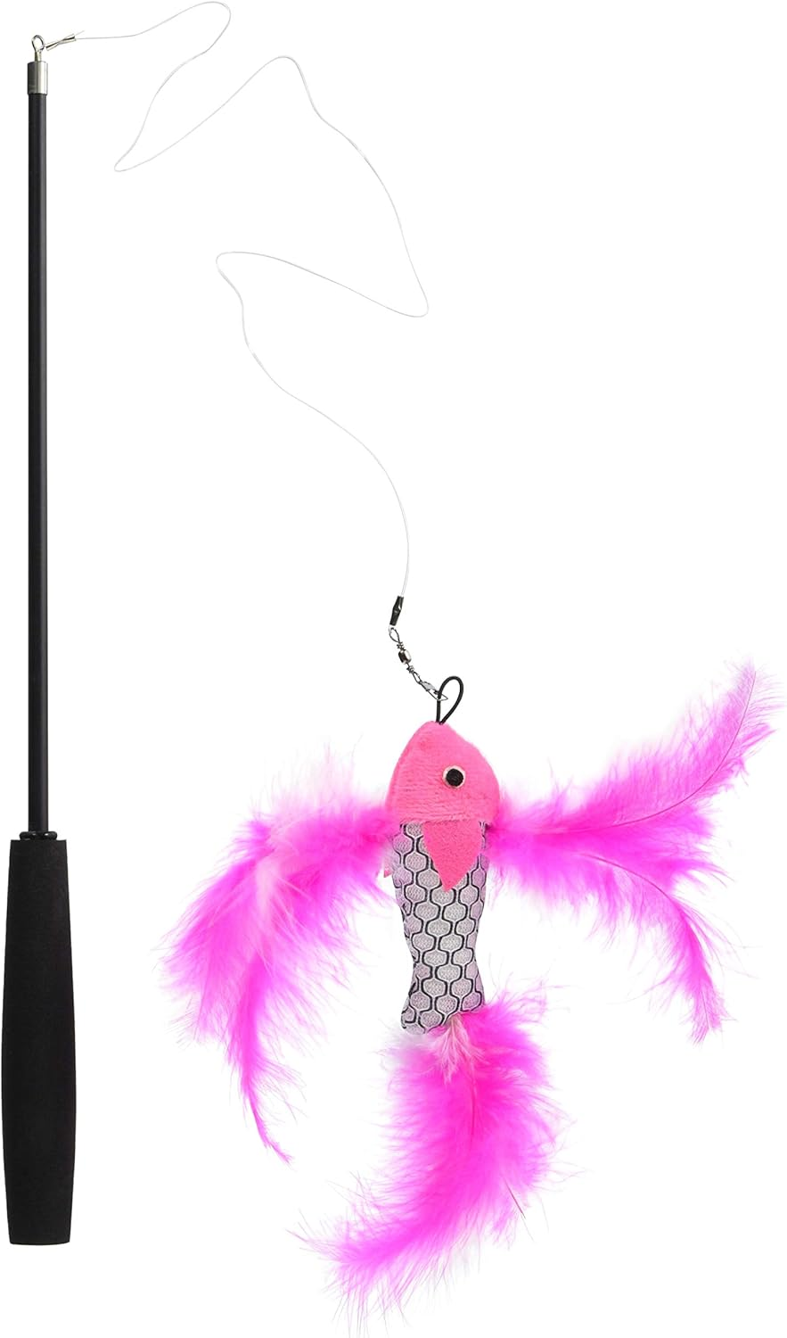 Supercat Cat Toy Fishing Rod Teaser Pink Fish FLD-02 image number 1