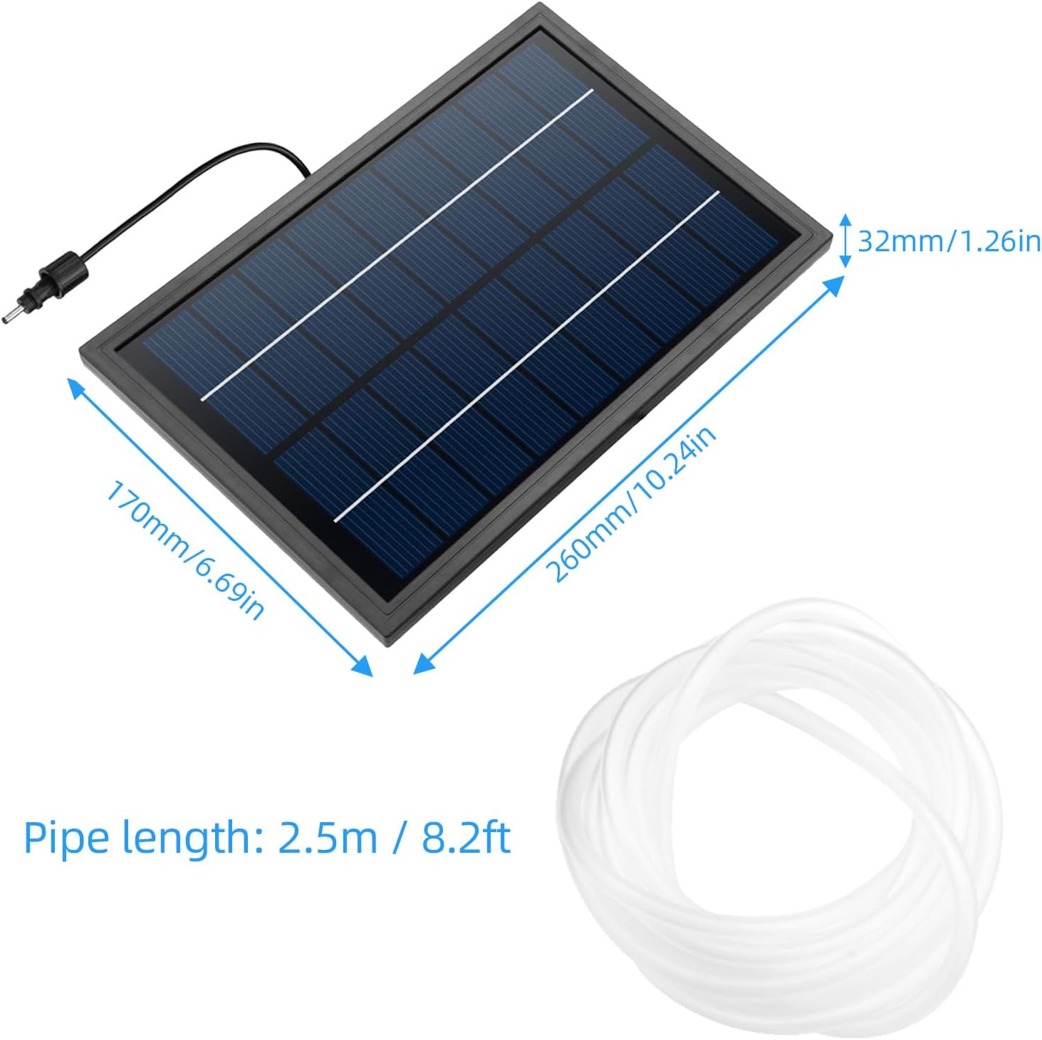 Solar Powered Air Pump Kit 10V 8W Solar Panel Air Pump with Pipe Air Stones 3 Working Modes Waterproof Solar Pond Aerator Oxygenator for Garden Fish Tank Pool Fishing Pond image number 4