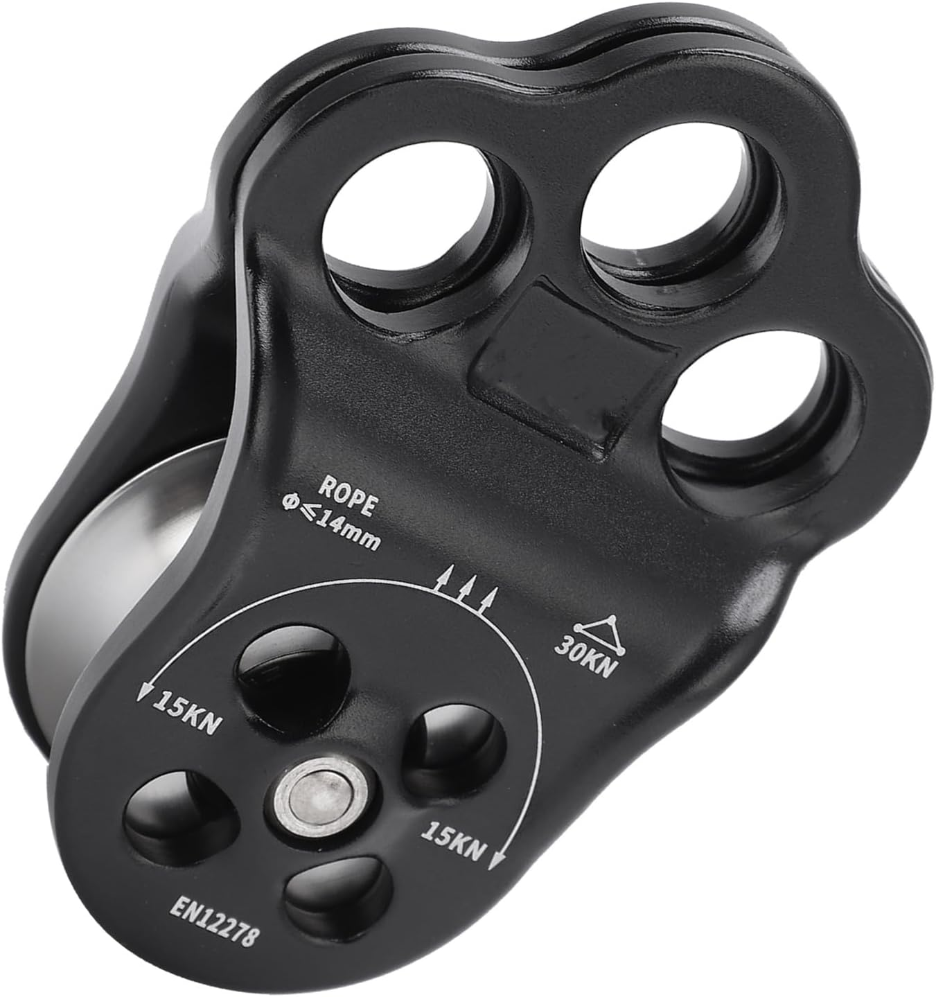 30KN Climber Pulley with Anodized Coloring for Arborist Tree Climbing, Rigging, Hauling & Mountaineering, Sturdy Black Pulley for Expansion image number 4