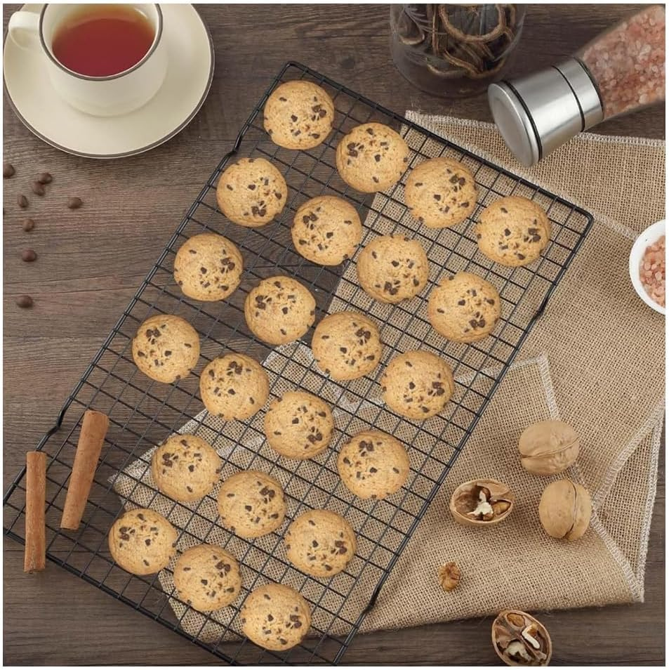 2 Pcs Cooking Rack Baking Racks,Nonstick Carbon Steel Baking & Cooling Grid for Roasting,Grilling, Cooking, Cooling, Oven & Dishwasher Safe (16 X 10In & 11 X 10In) image number 6