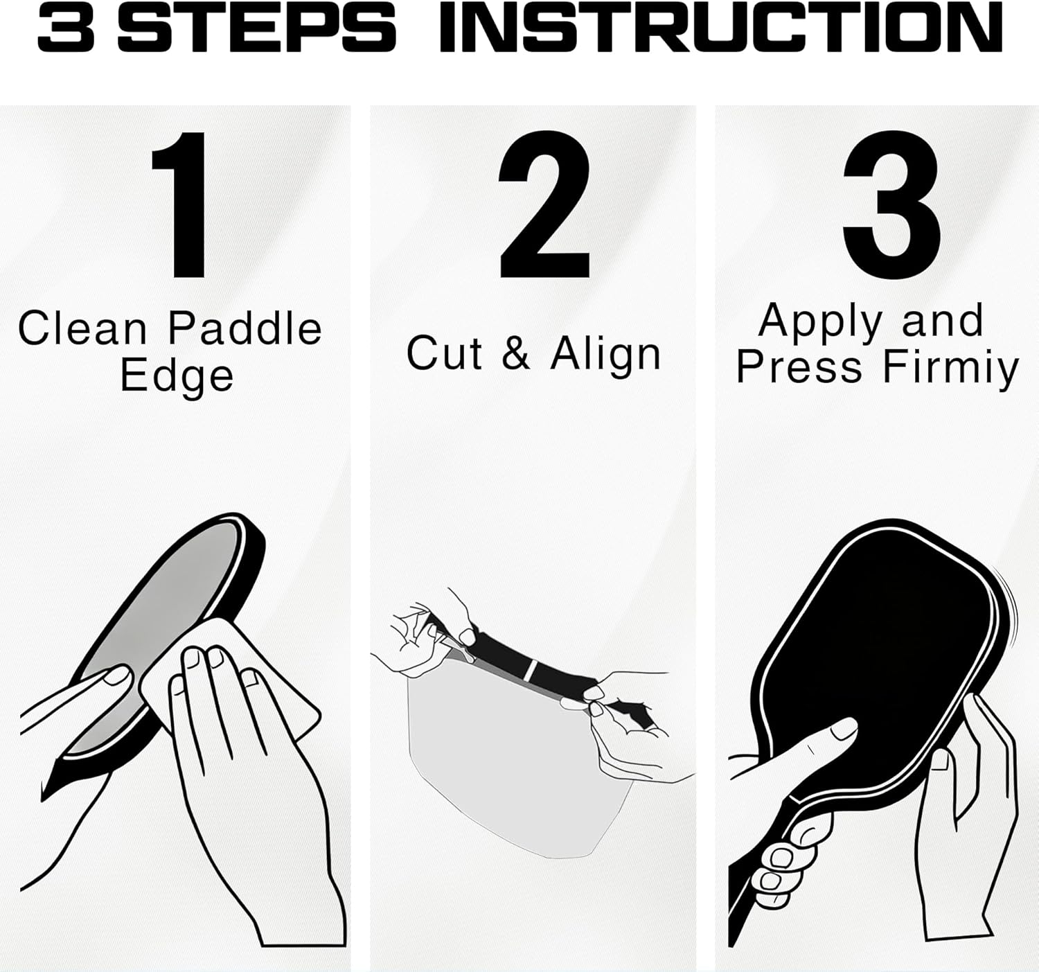 Pickleball Edge Guard Tape &ndash; Pickle Ball Paddle Edge Protection Tape 3 Pack,Paddle Head Edge Guard for 12MM to 20MM Rackets,Fits Perfectly Curved Edge,Easy Application,No Wrinkling