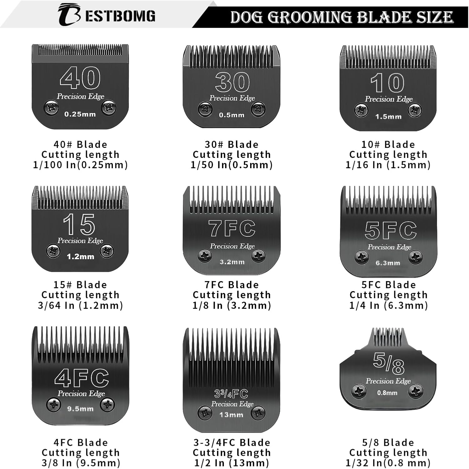 7FC+5FC+4FC Dog Grooming Replacement Blade Compatible with Heiniger/Moser Max45/Andis/Oster A5/Wahl 10 Km Series Clippers for Dogs, Cutting Length, 3 Units, Black image number 1