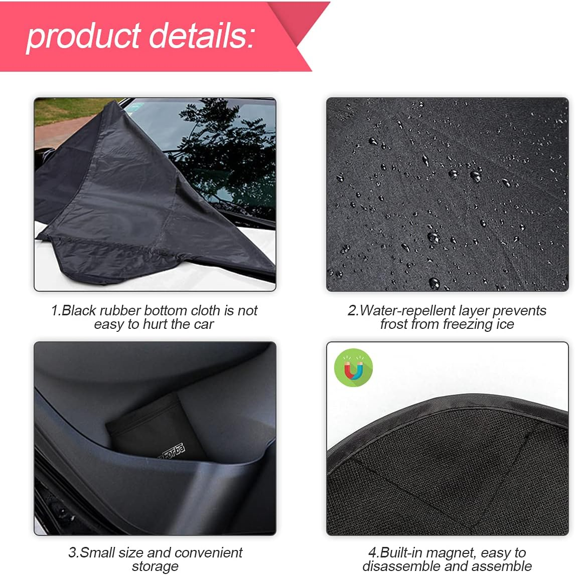 Loyaforba Car Magnetic Windshield Snow Cover for Ice, All Weather Application Windshield Cover, Snow and Wiper Protector for Most Cars, Suvs, Vans, Winter Car Front Window Accessories image number 2
