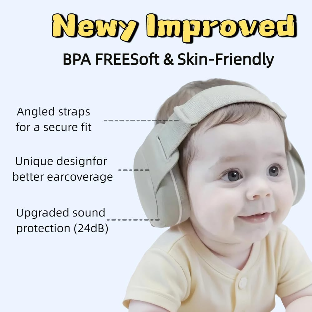 Ear Baby Ear Muffs, 2-In-1Baby Ear Protection 0&ndash;48 Months, 25Db Noise Cancelling Headphones, Lightweight & Safe Fit Ear Muffs for Travel, Sleep, Daily Use,Comfortable Hearing Protection - Grey image number 5