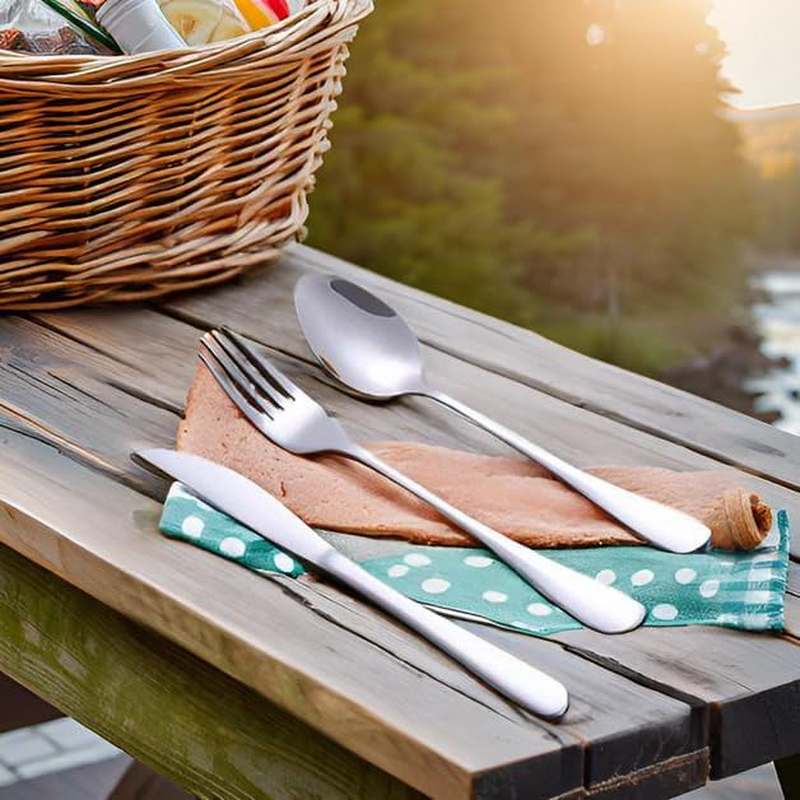 Tongke Portable Stainless Steel Cutlery Set with Storage Case - Durable Travel Utensils for Hiking, Office, Picnic (Knife, Spoon, Fork) - Dishwasher Safe & Compact Outdoor Eating Kit (Black) - Black image number 5