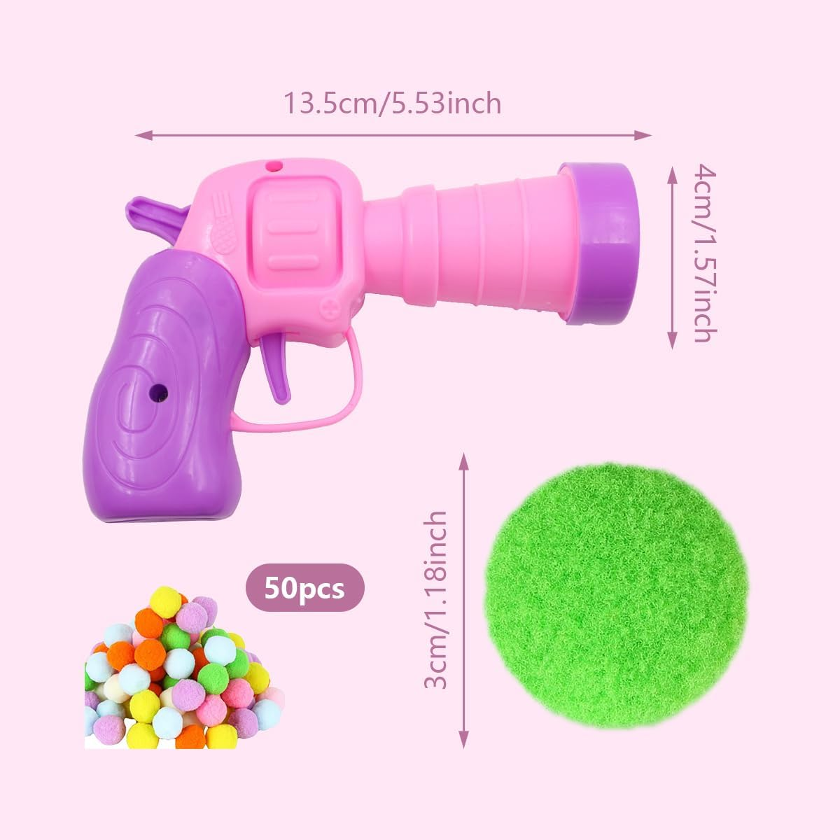 ANCLLO Colorful Cat Pom Pom Balls & Launcher Set &ndash; 50 Soft Plush Balls + 1 Cat Launchers for Interactive Play & Exercise &ndash; Perfect for Indoor Cats image number 5