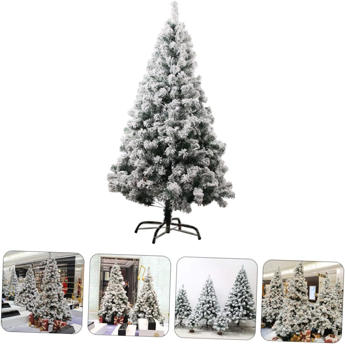 Artificial Flocked Christmas Tree White for Home Mall Decoration Simulated Xmas Tree Adornment Festive and Charming Random Style image number 5