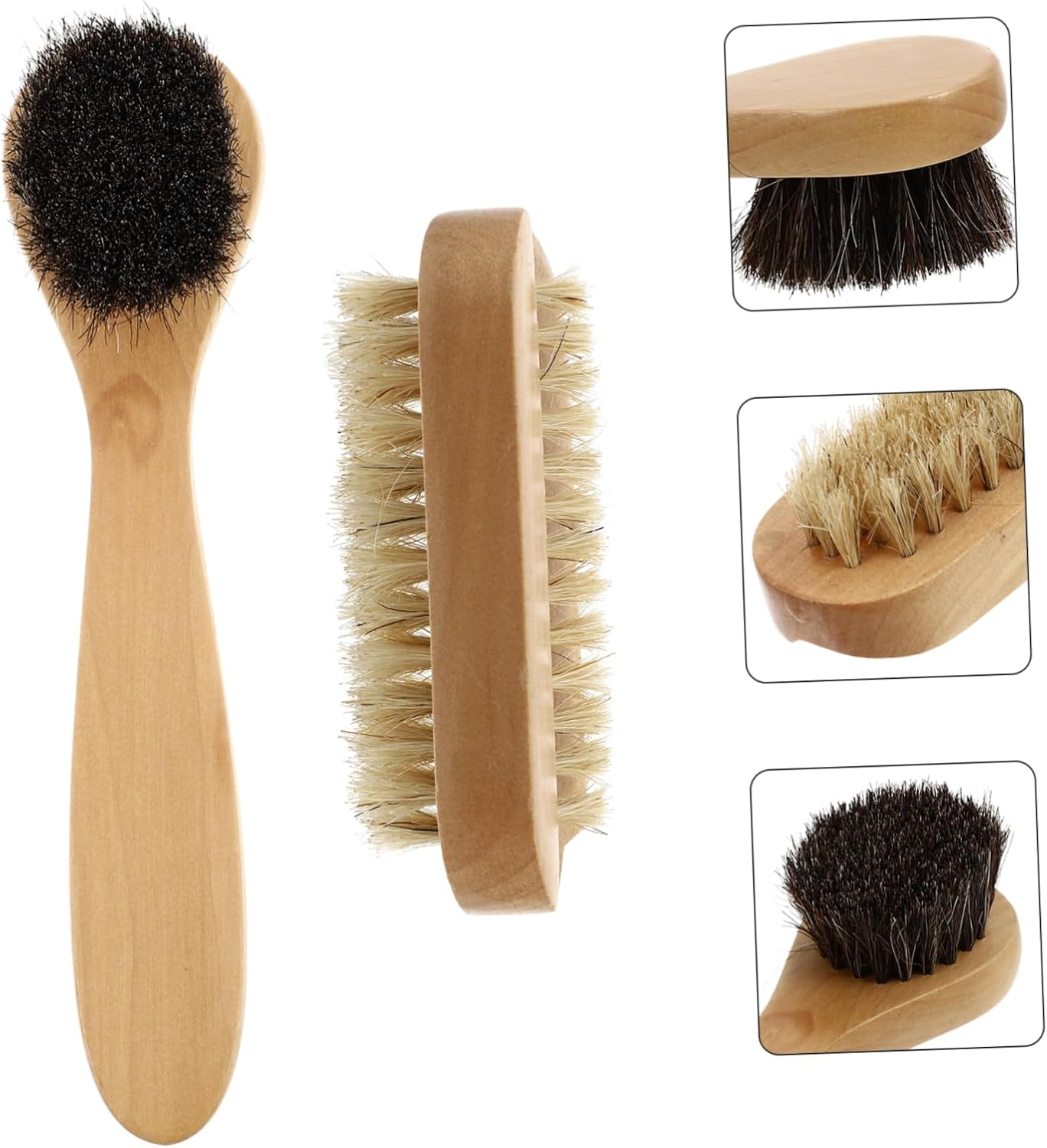 COLLBATH 2Pcs Hand Cleaning Brush Natural Pig Bristles Light Brown Wooden Nail Finger Washing Brush for Dirt Removal and Gentle Skin Care for Handwashing and Nail Cleaning