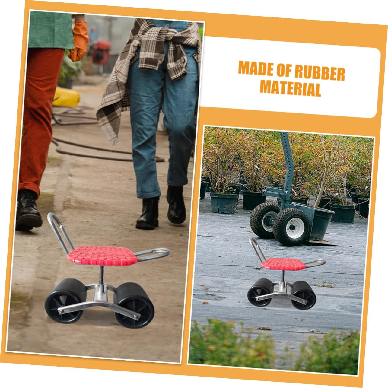 BESPORTBLE 2Pcs Rubber Material Rolling Stool Wheel for Garden Seat Wheel for Gardening image number 5