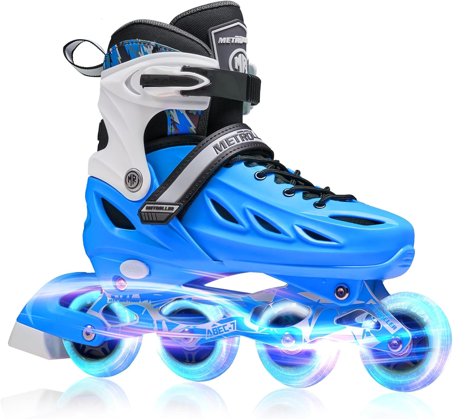 METROLLER Inline Skates for Girls and Boys, Women, Men 4 Sizes Adjustable Roller Blades with Light up Wheels, Illuminating Beginner Rollerblades for Kids & Adult Youth