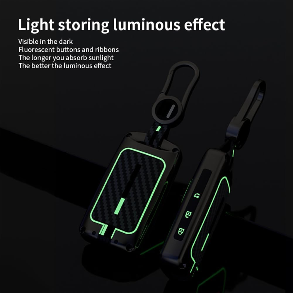 Ontto Luminous Car Key Fob Cover Fit for Mazda 3 6 Alexa CX-5 MX-5 Miata CX-9 CX-30 MX-30 CX-50 CX-90 2019-2025 Key Holder Metal Smart Shell Case Keyring Keychain Auto Styling Accessories - 4 Buttons-Black image number 6