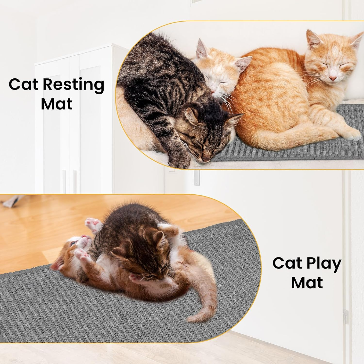 Zocipro 2Pcs Cat Scratching Mat 50X25Cm, Self-Adhesive Cat Scratching Pad Rug, Natural Sisal Cat Scratch Mat, anti Scratch Pet Supplies Furniture Protector for Sofa Carpets Floor Wall (Grey) image number 4