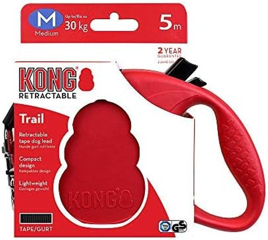 KONG Retractable Dog Lead in 5 M Length, for Medium Dogs up to 30 Kg, Size M, High-Quality Roller Lead in Red with Break & Lock System, Lightweight and Compact Lead image number 1