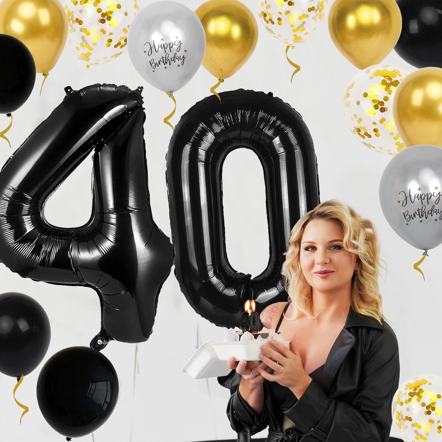 40Th Birthday Decorations for Men Women, 40 Inch 40 Balloon Numbers, 18 Pcs 12 Inch 40Th Birthday Decoration Balloons for 40Th Men Women Birthday Anniversary Party Decoration image number 6