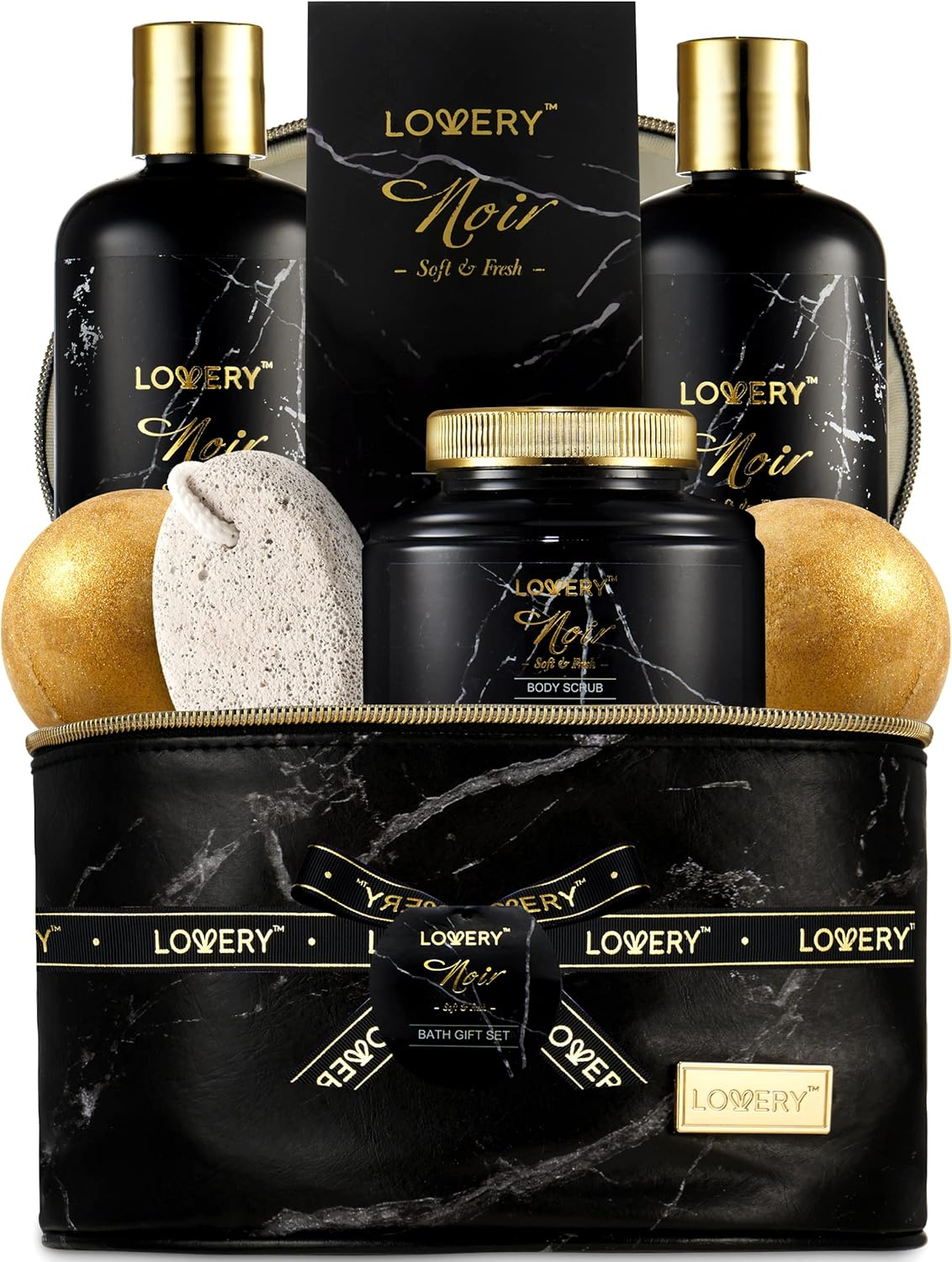 Fathers Day Gifts, Bath Gift Baskets for Men Boyfriend Dad, Noir Mens Spa Gift Baskets Birthday Gifts for Men, Bath and Body Self Care - Bubble Bath, Bath Bombs More, Relaxation & Pampering Set image number 2