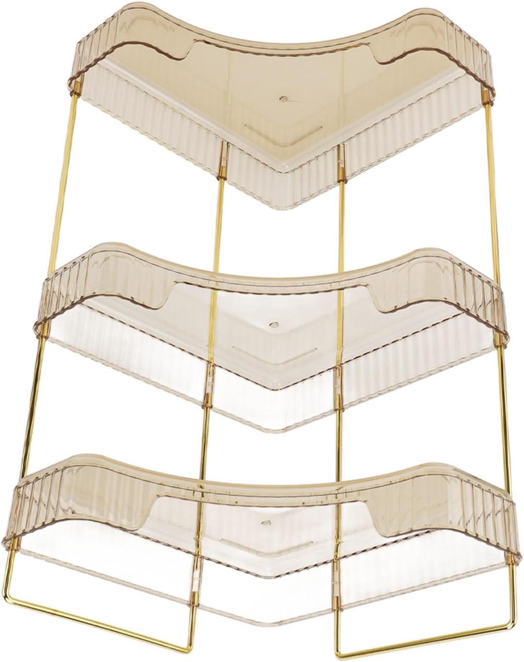 Cryfokt 3 Tier Makeup Shelf Organizer Beautiful Color Coordination Cosmetics Storage Box for Luxury Home Kitchen Bathroom (Amber) image number 6