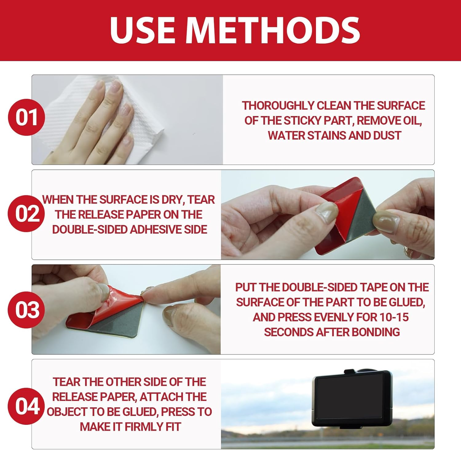 10 Pack Sticky Adhesive Pad Replacement, Double Sided Dash Cam Stickers for Cars Compatible with G O P R O H E R O Action Camera or Dashcam (5 X Flat, 5 X Curved) image number 3