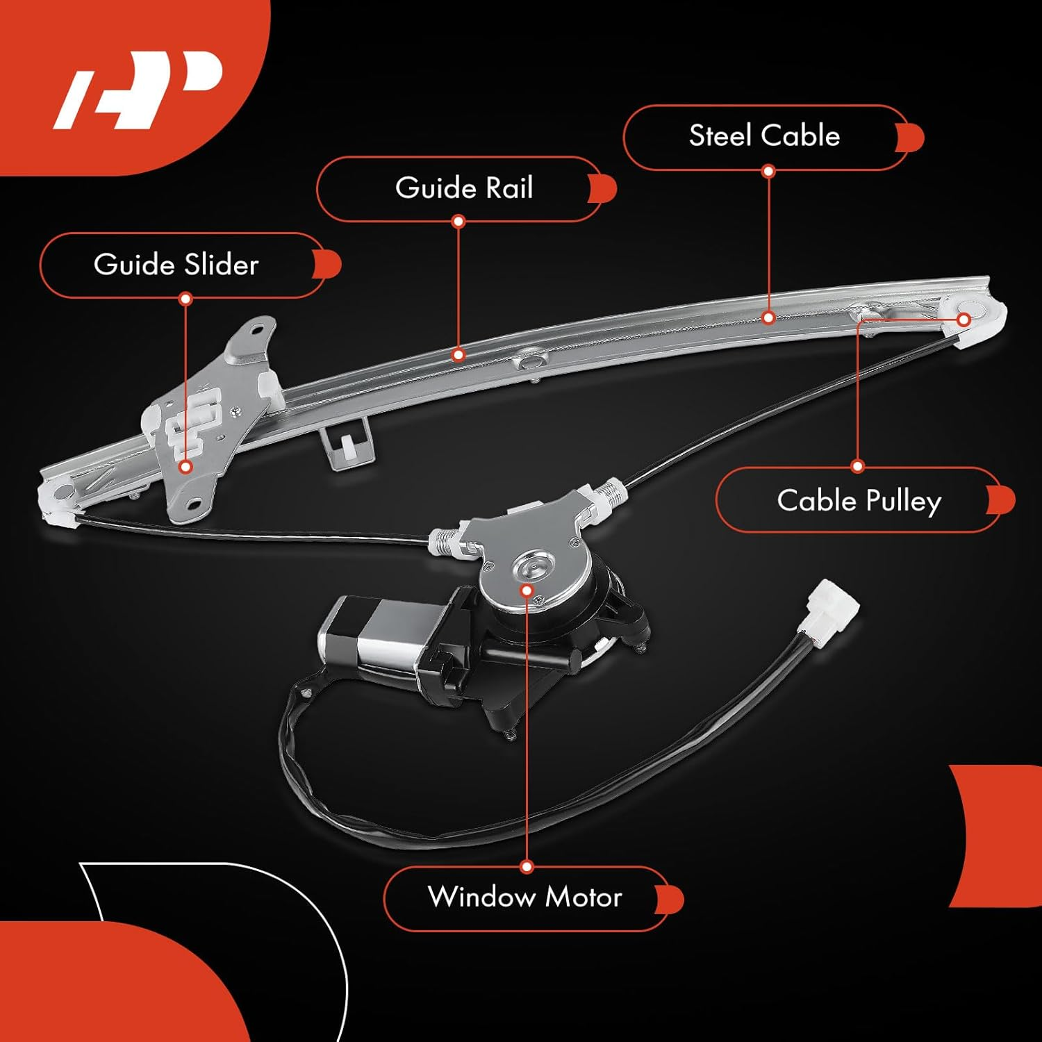 A-Premium Power Window Regulator with Motor for Toyota Camry 1992-1996 Sedan Wagon Front Right Passenger Side image number 1