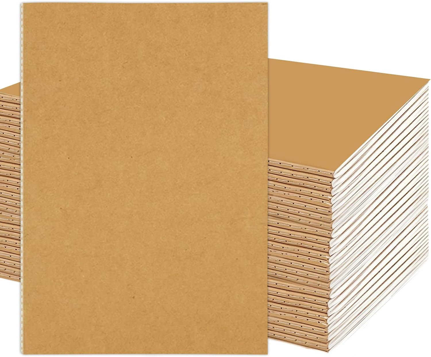 24 Pack Blank Notebook A5, 60 Pages(30 Sheets) Kraft Notebooks Unlined Journals Bulk Sketchbook Multipack for Kids Students Classroom Writing Drawing Office Back to School Gift, 21.5X14Cm（Brown）