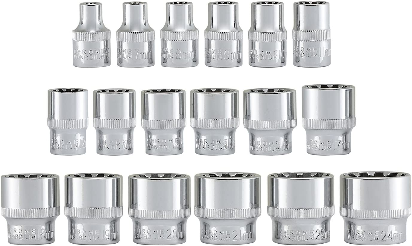 Neiko 02488A 3/8 Drive Universal Spline Socket Set 18 Piece | Metric image number 2