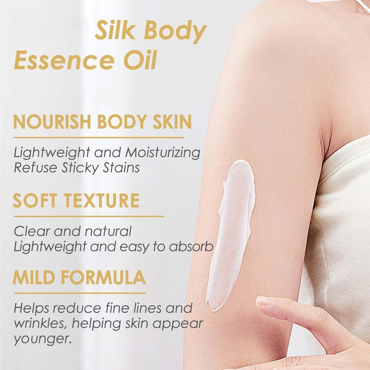 2PCS Liquid Silk Body Essence Oil, Silk Body Oil Liquid for anti Wrinkle, Firming Extract Body Lotion Tujante Liquid Silk Moisturizing Oil for Body and Hair image number 3