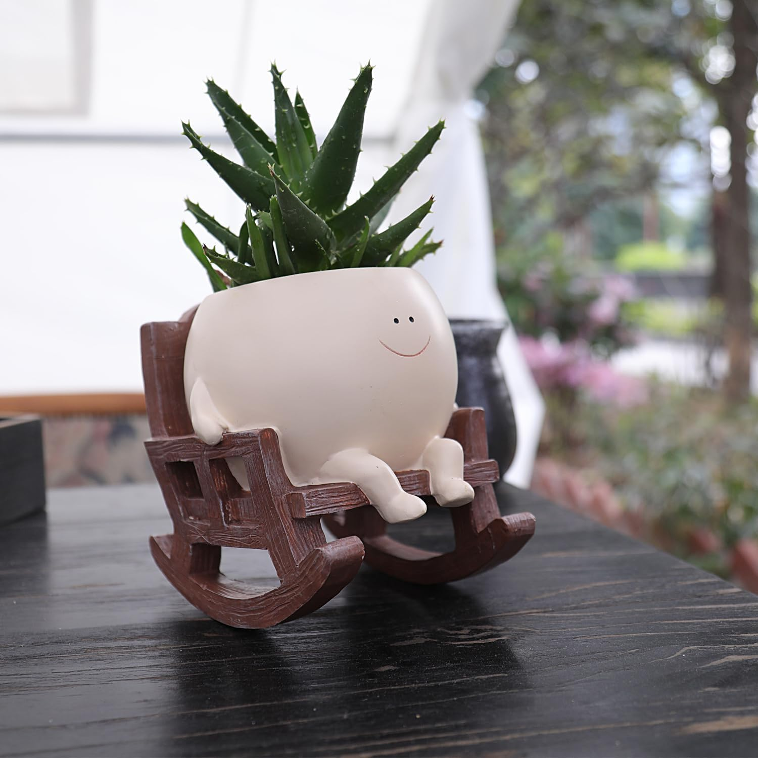 Smily Face Planter Pot for Plants Rocking Chair Planters Funny Succulent Planter Live Cute Resin Flower Pots Head Planter for Indoor Outdoor Plants Gift Ideas for Mother image number 2