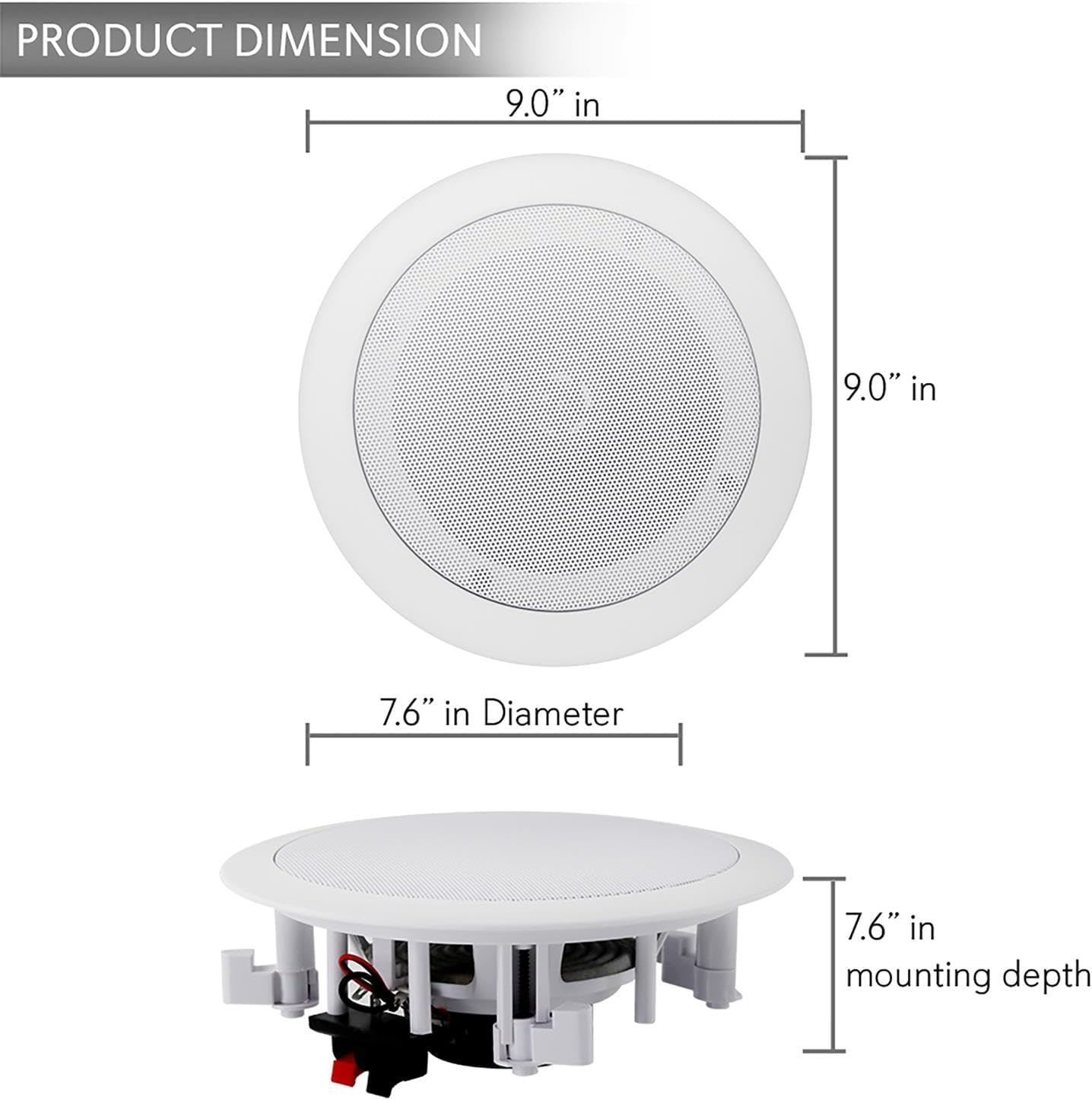 Pyle Pair 6.5&rdquo; Bluetooth Flush Mount In-Wall In-Ceiling 2-Way Universal Home Speaker System Spring Loaded Quick Connections Polypropylene Cone Polymer Tweeter Stereo Sound 200 Watts (PDICBT652RD) image number 1