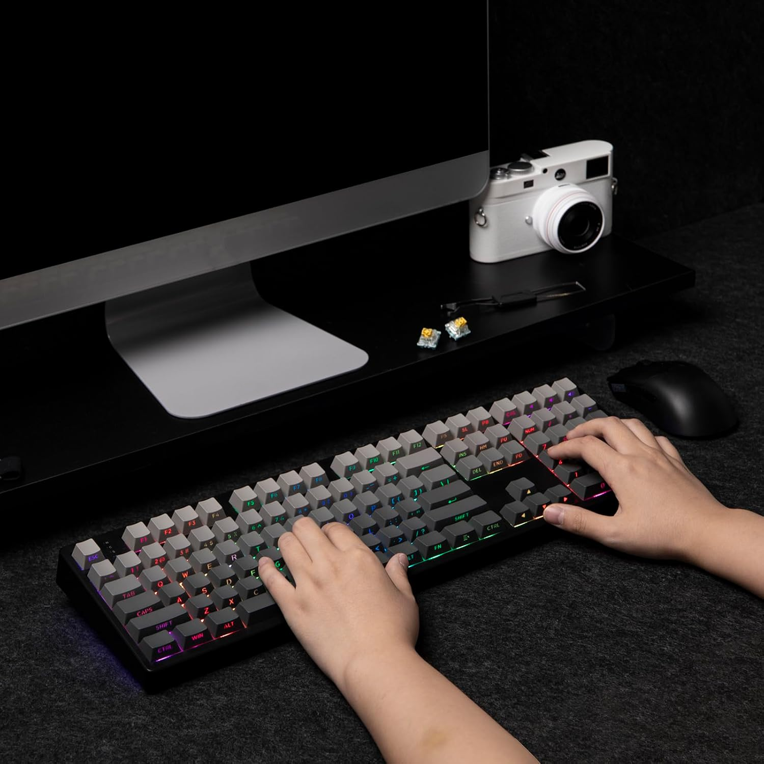 Mechlands EPOMAKER TH108 Full Size Mechanical Keyboard, 108 Keys Wireless Gaming Keyboard, 8000Mah Battery, Creamy Gasket, Hot Swap, Custom Driver, RGB Backlights (Black, Creamy Jade Switch)