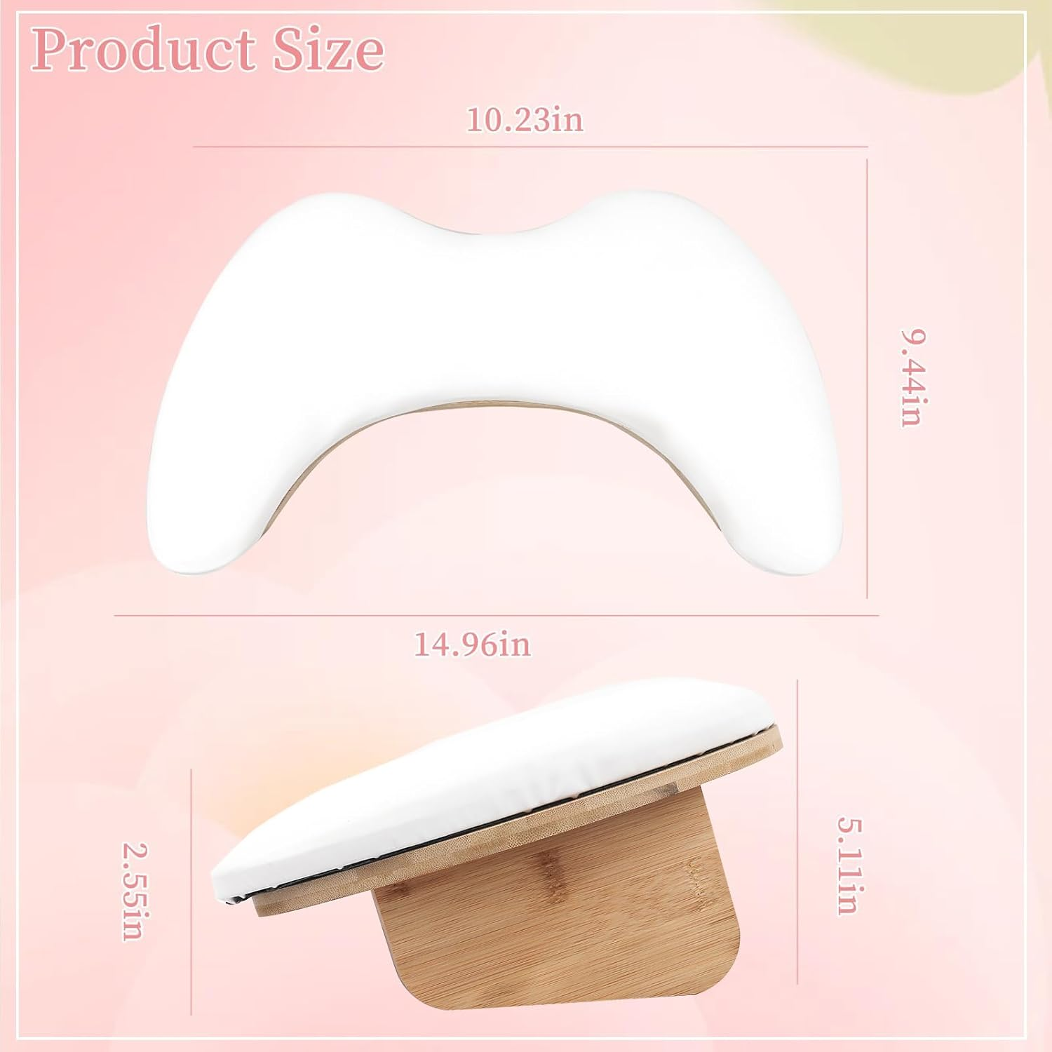 U-Shaped Arm Rest for Nails Tech, Nail Arm Rest with Detachable Brackets Microfiber PU Leather Manicure Hand Rest Pillow for Nail Tech Haves Manicure Tools (White) image number 5