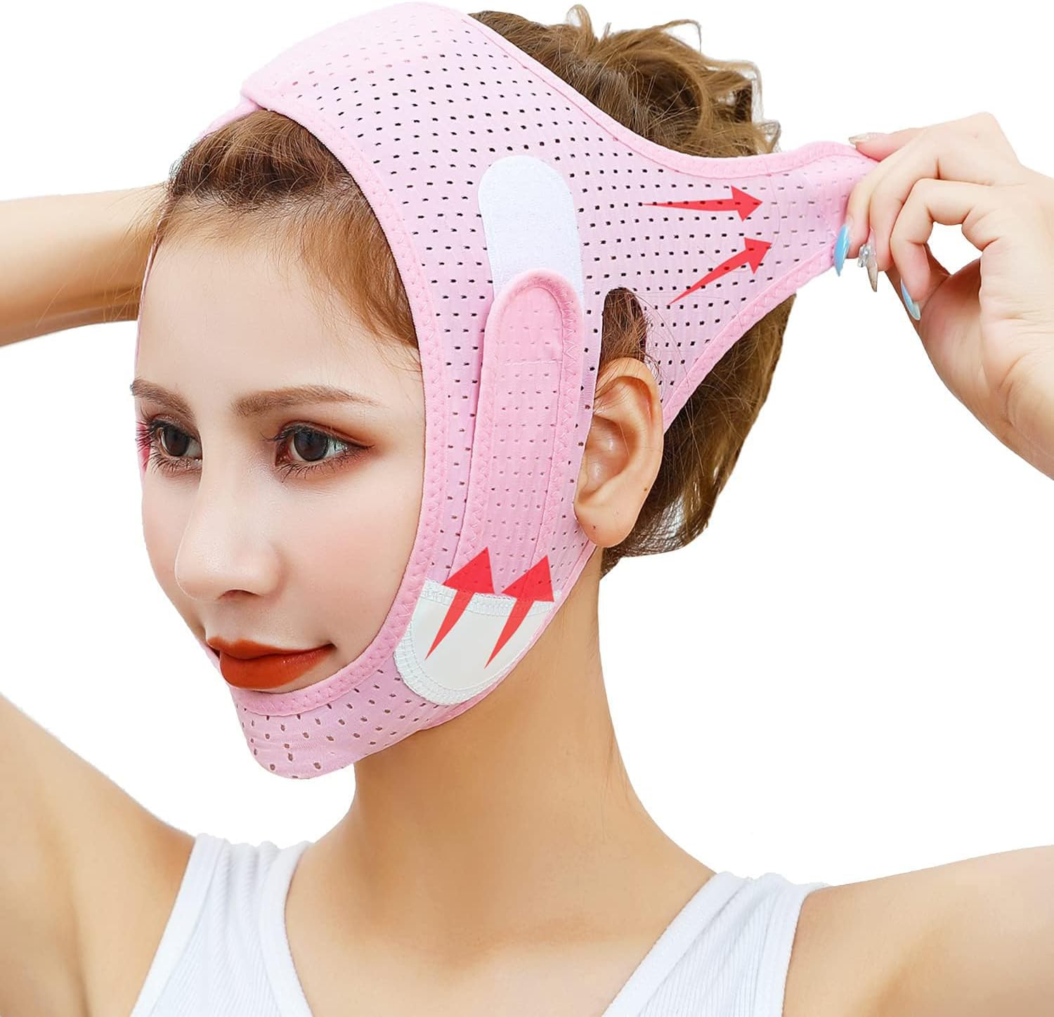 Kvadouly Face Slimming Strap for Double Chin &ndash; Reusable V Line Lifting Band, Chin Strap for Women & Men, Anti-Wrinkle Jawline Shaper Mask, Adjustable & Breathable for Sleeping Use