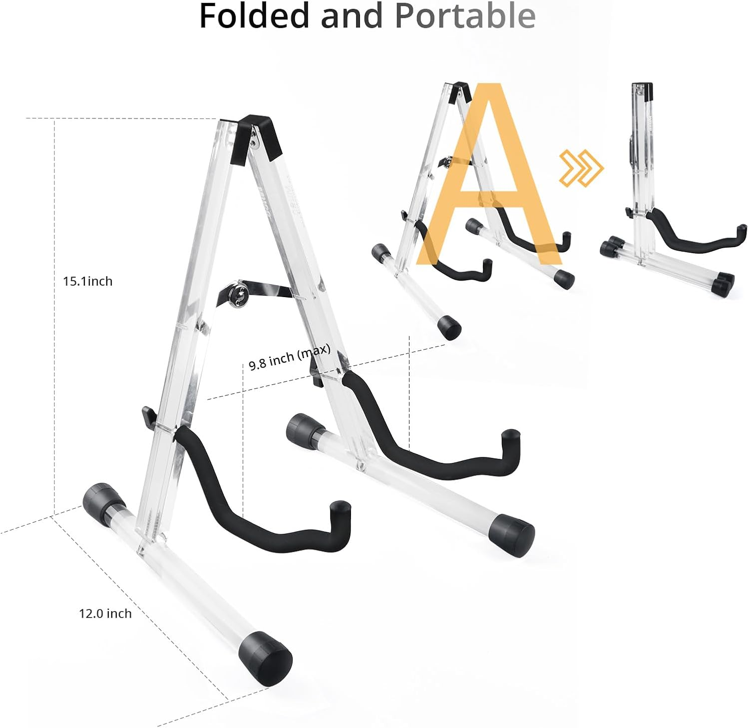 MUSO Guitar Stand,Acoustic Guitar Stand,Acrylic Classical Electric Guitar Stand,Foldable Bass Guitar Stand,Guitar Accessories (Crystal) - Acacia image number 2