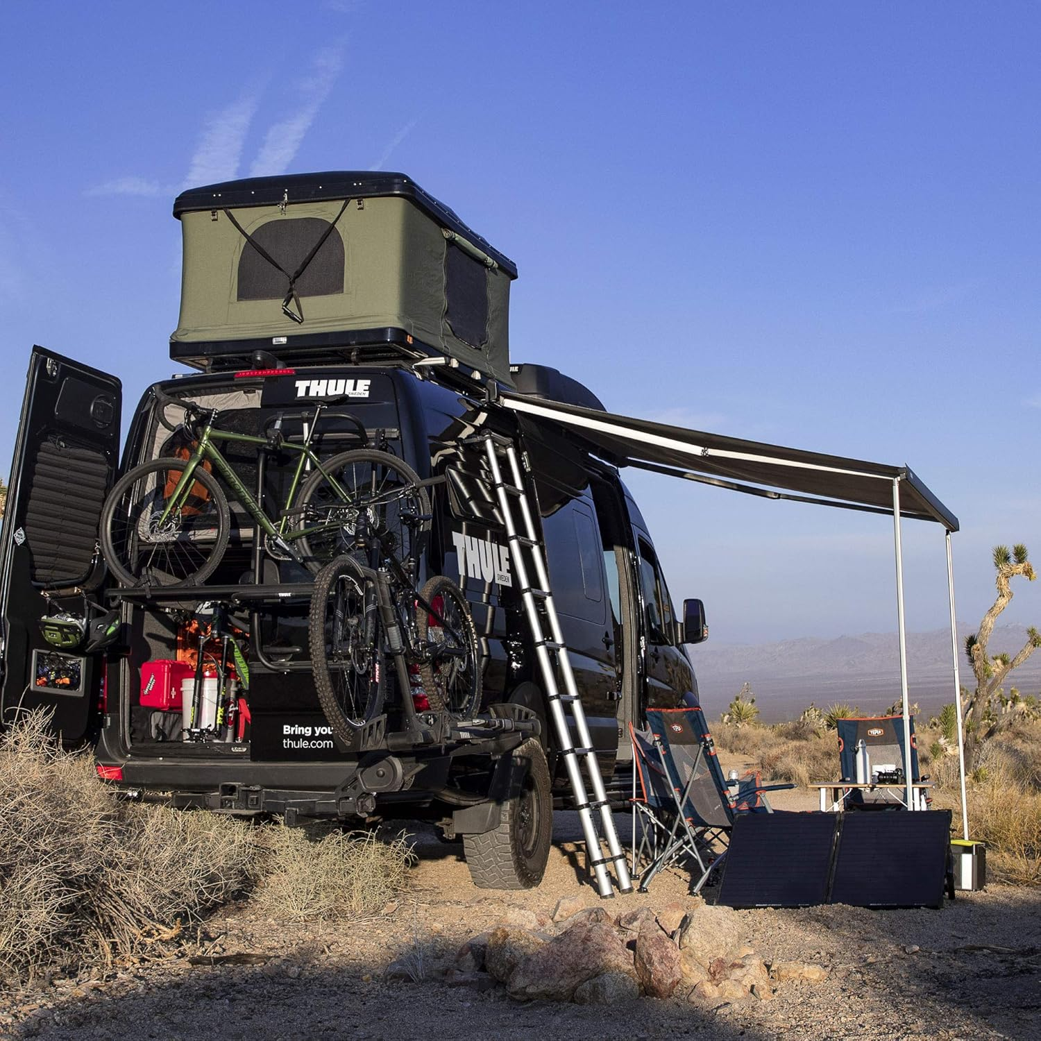 Thule Van Ladder - 9 Steps - 8.5Ft Extension - Telescoping Van Ladder - Easy Close System - EN:131 Compliant