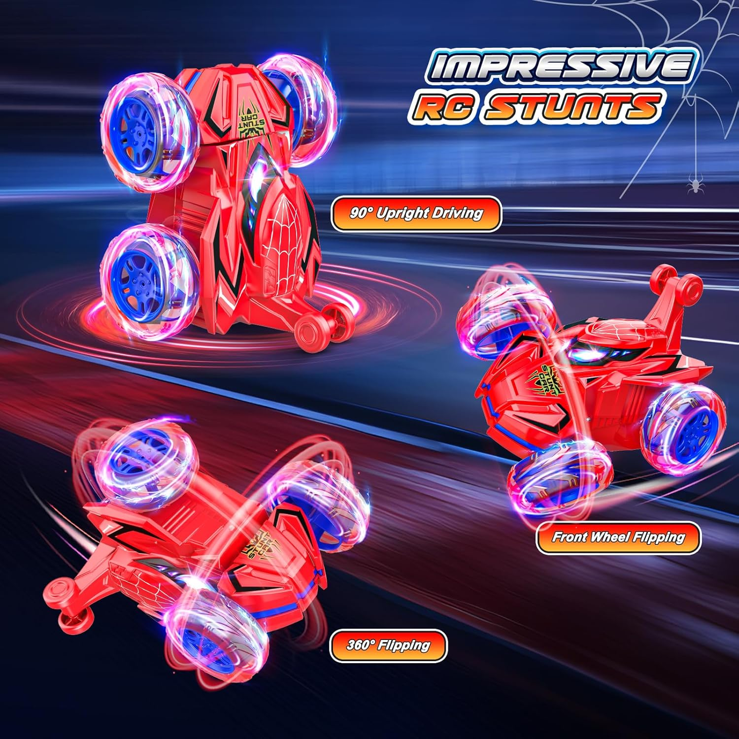 Spider Remote Control Car for Kids, Vingtank Stunt Car Boys Toys Age 3-9 RC Car for Kids 3 4 5 6 7 8 9 Year Old Christmas Birthday Gifts for Boys 3-5 Years Old Girls image number 5