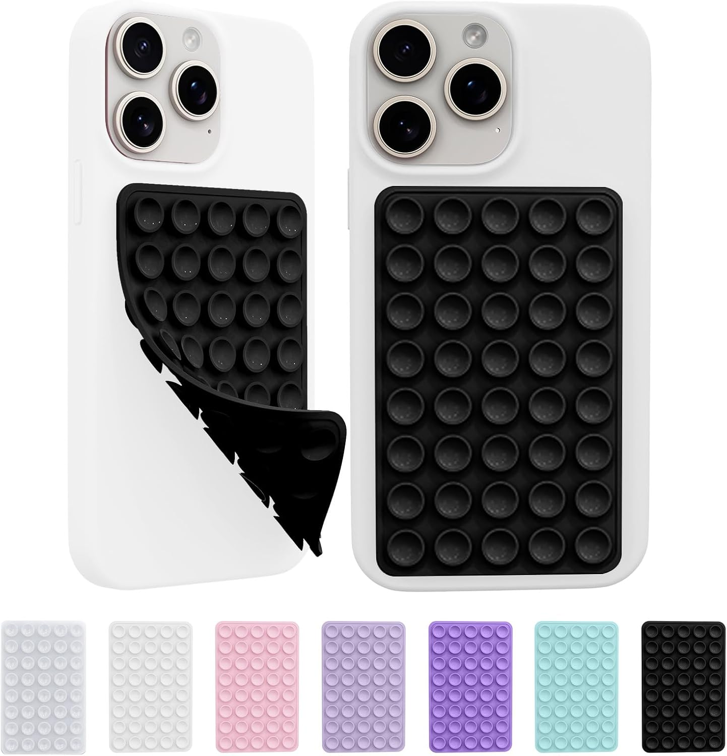 Octo Cup Buddy Sticky Grip Holder Phone Case Mount for Cellphone Black | 2 Pack, Silicone, Silicone Suction Cup, Double Sided, Hands-Free, Phone Accessories, Strong Grip Holder, for Selfie and Video