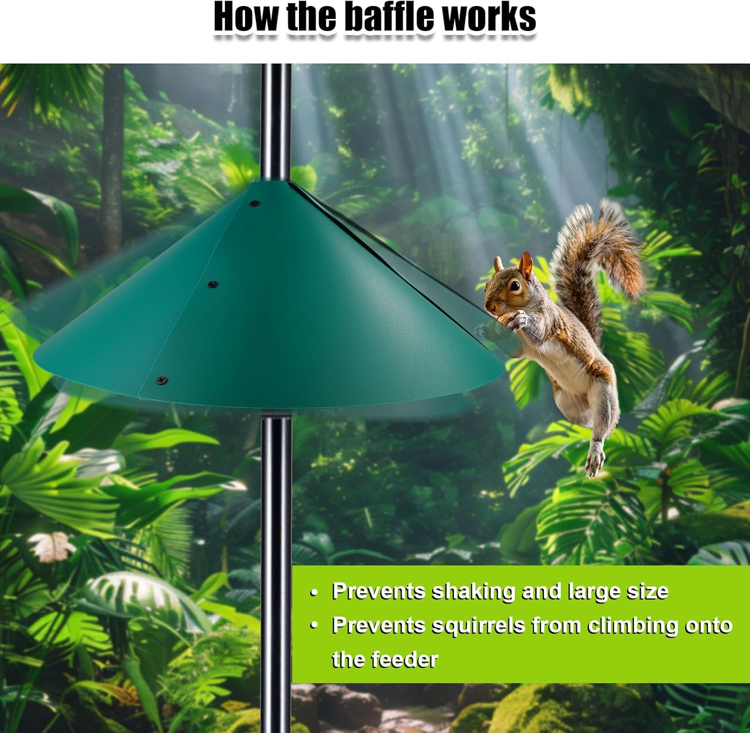 Squirrel Baffle for Bird Feeders, 18 Inch Large Plastic Wrap around Squirrel Baffle Squirrel Guards for Bird Feeders Bird House Guards for Outdoor Protect Hanging Bird Feeders (Green) - Red image number 2