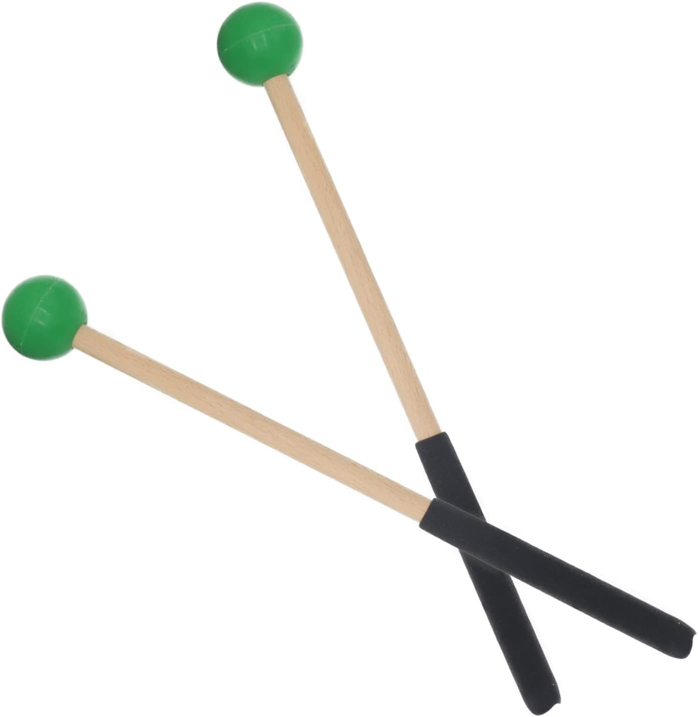 8 Inch Wood Percussion Mallets, 1 Pair Green Drum Sticks with Rubber Head and Handle for Xylophone Glockenspiel Marimba Woodblock Tongue Drum image number 2